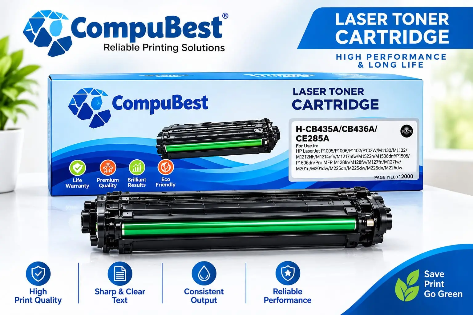Compubest HP 36A/Canon 925 Compatible Black Laser Toner Cartridge